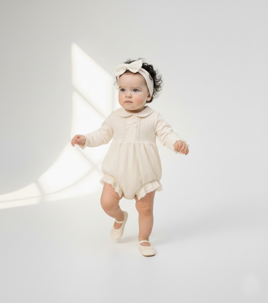 КОМБИНЕЗОН ИЗ ЧИСТОГО КРУЖЕВА MINI CAYZEN 3-6-9 МЕСЯЦЕВ
