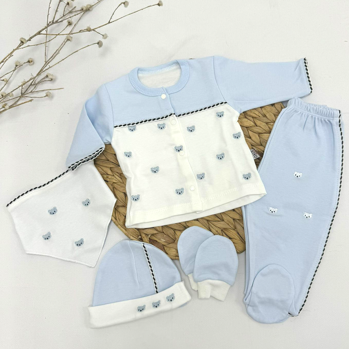 GAYE BEBE ERKEK 0-3 AY TEDDY BEAR 5Lİ SET