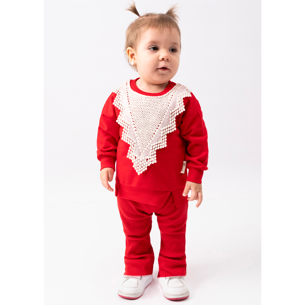 VOVİDO KIZ 9-12-18-24 AY DANTELLİ OVERSIZE TAKIM