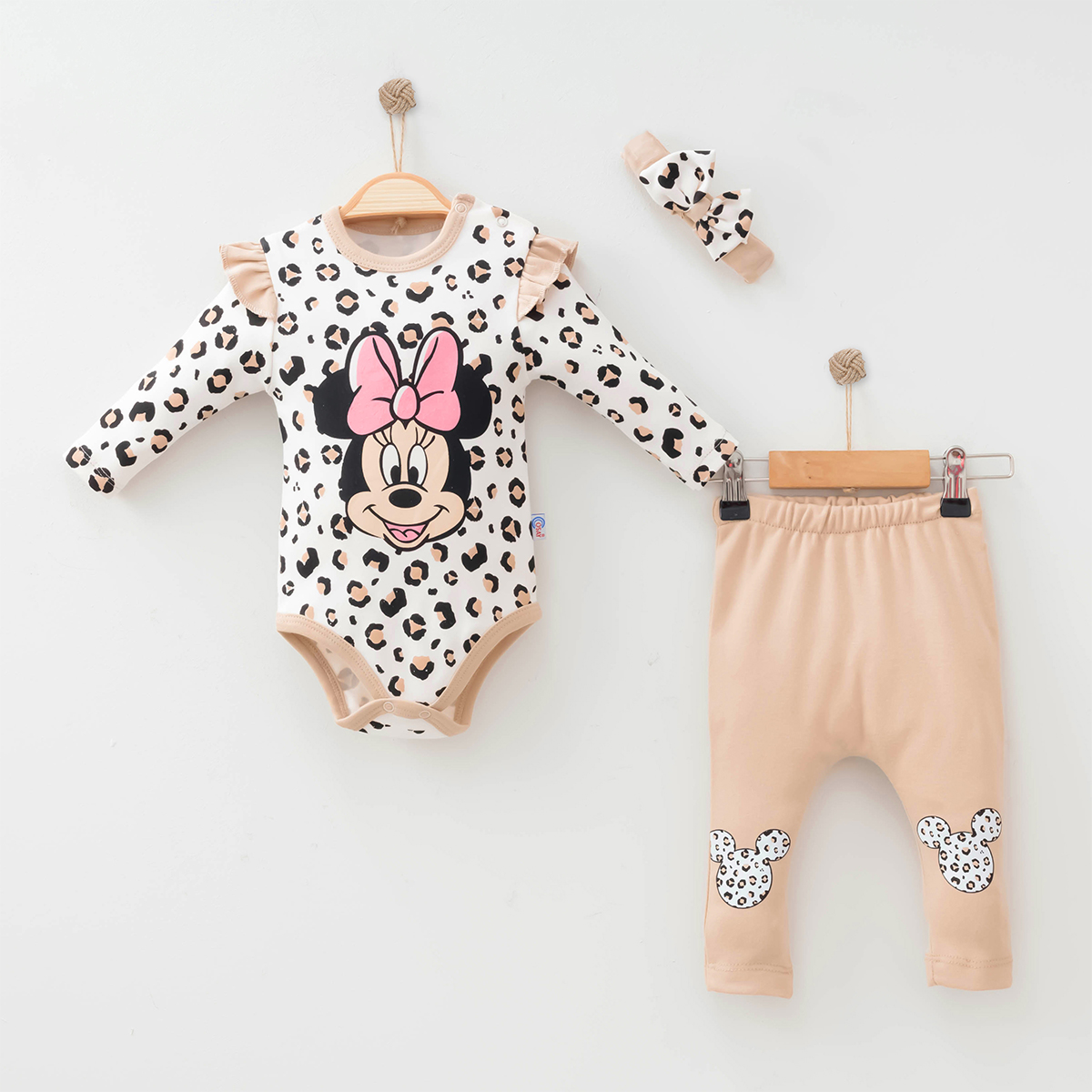 COŞAY BEBE KIZ 6-9-12 AY LEOPARLI MOUSE 2Lİ TAKIM