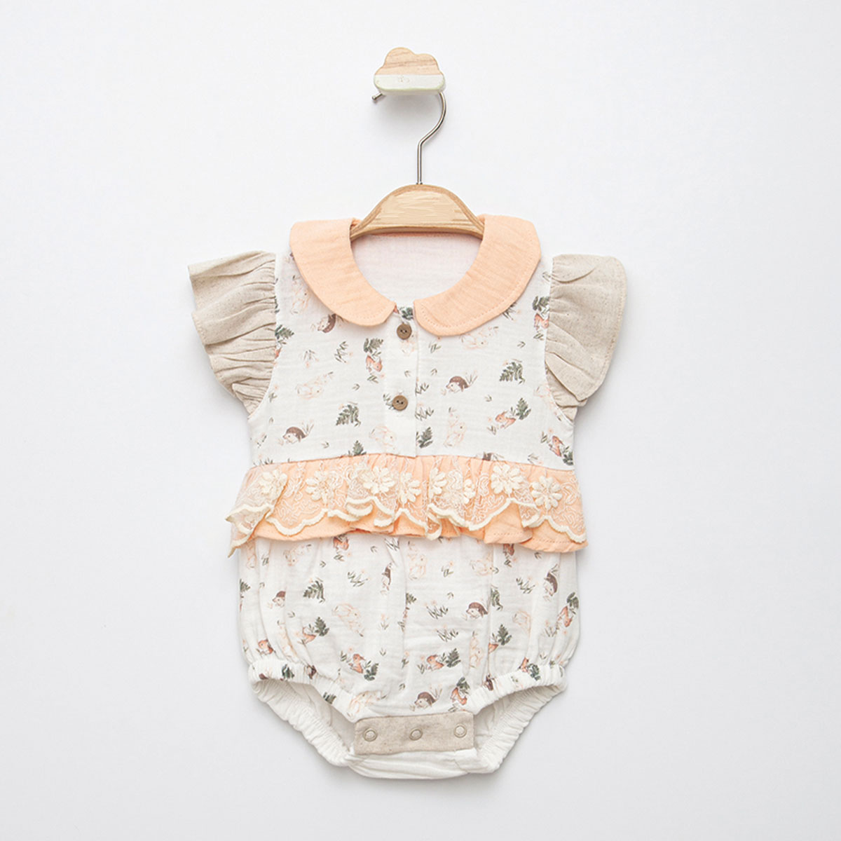 BEBEZADE KIZ 9-12-18-24 AY RABBIT PATTERN ROMPER