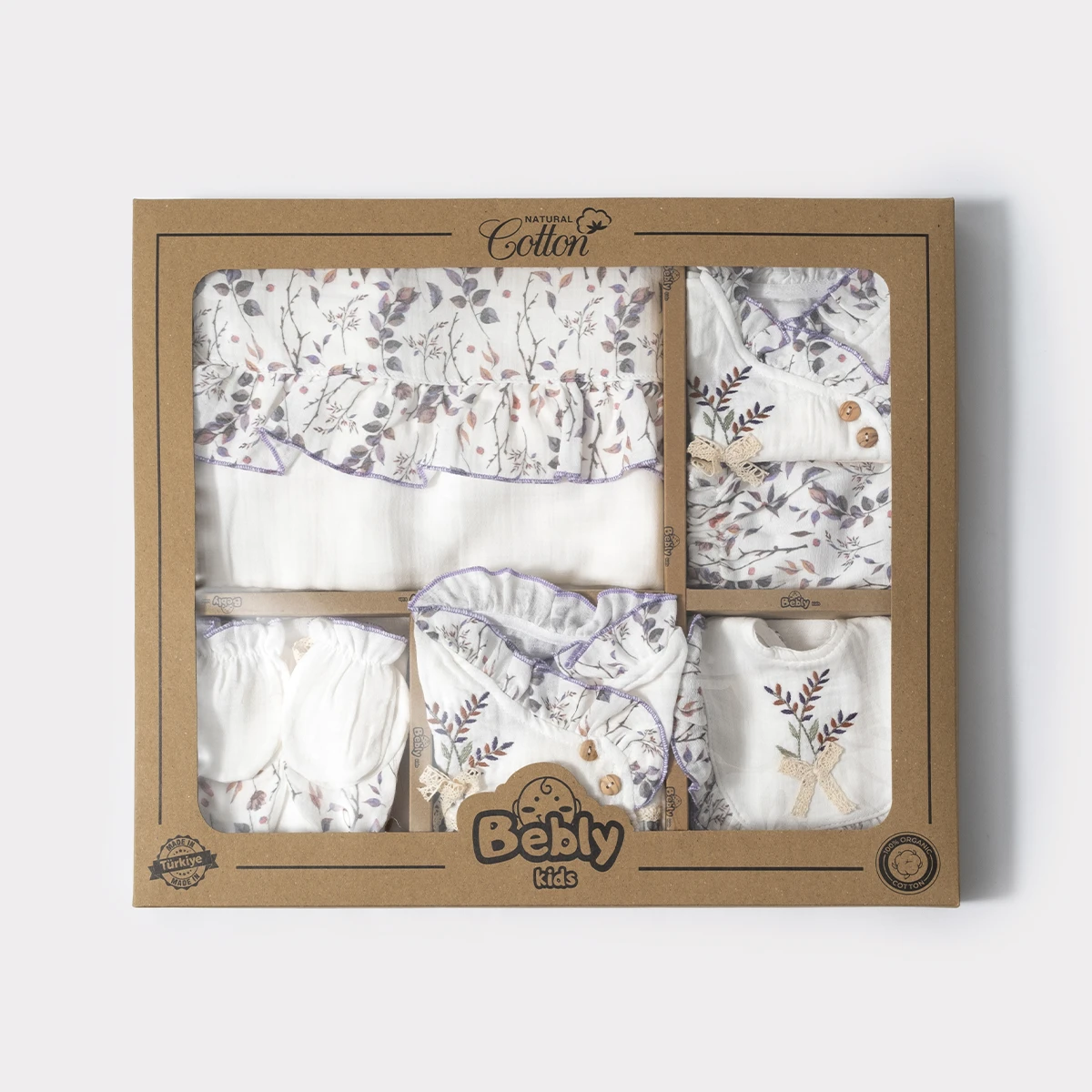 BEBLY KIDS KIZ 0-3 AY ÇİÇEK BAHÇESİ MÜSLİN 10LU SE