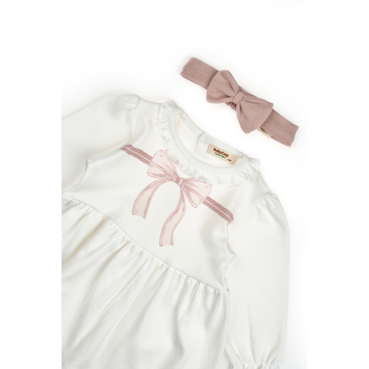 BABYCOSY KIZ 6-9-12-18-24 AY BOW BANDANALI ELBİSE