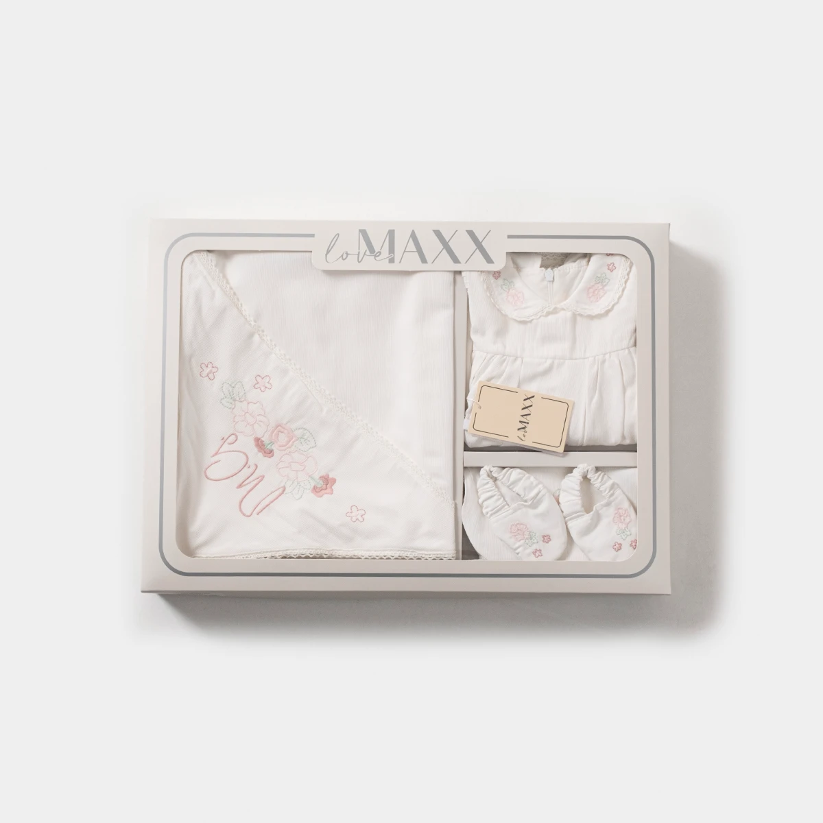 LOVEMAXX KIZ 0-3 AY ÇİÇEK NAKIŞLI KUTULU 6LI SET