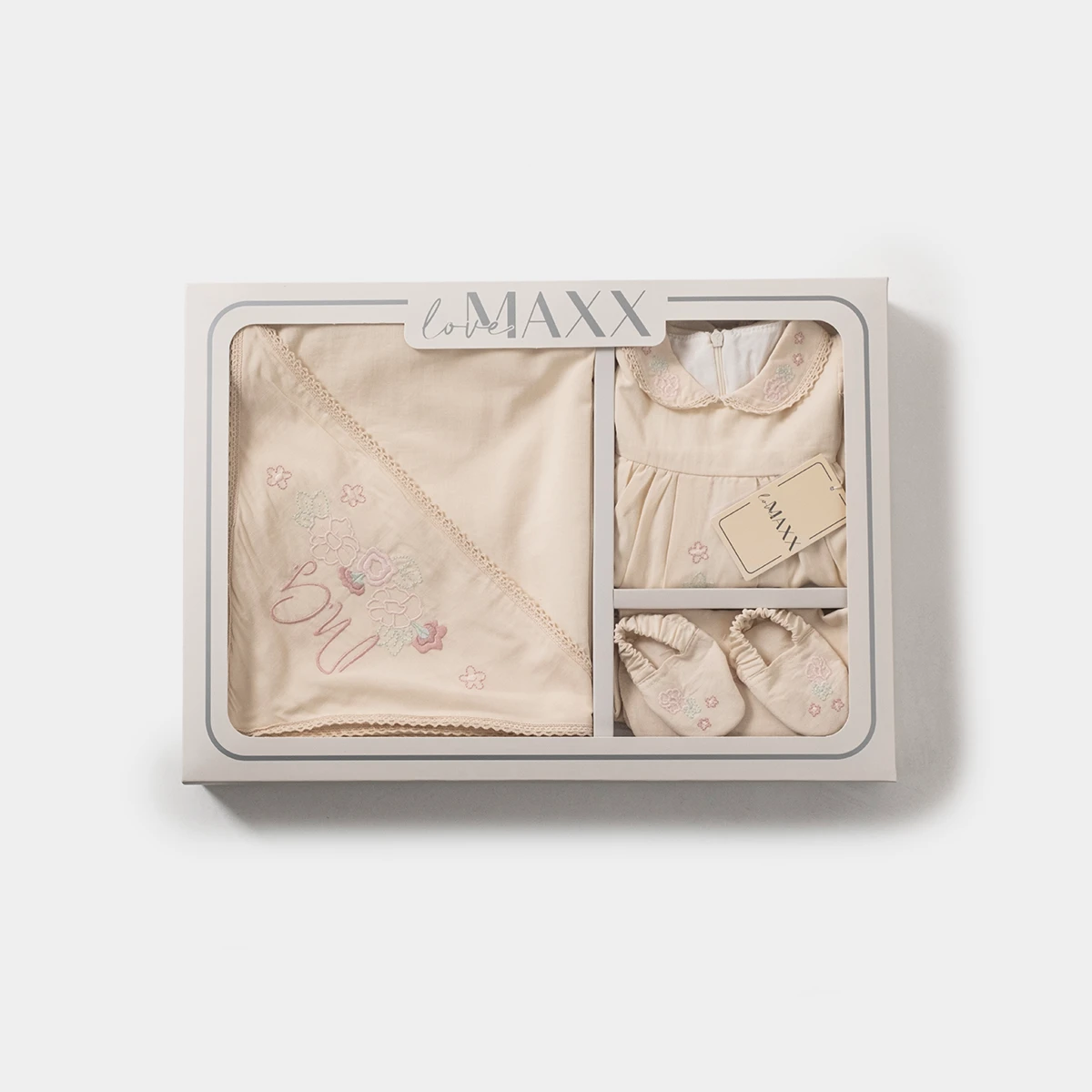 LOVEMAXX KIZ 0-3 AY ÇİÇEK NAKIŞLI KUTULU 6LI SET