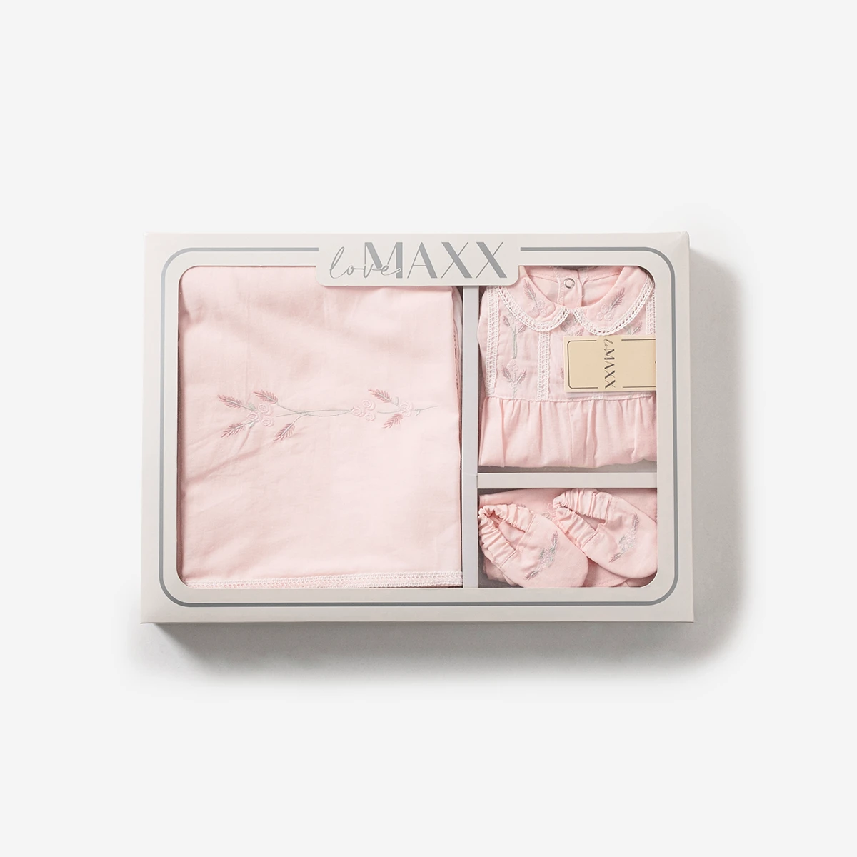 LOVEMAXX KIZ 0-3 AY ÇİÇEK NAKIŞLI KUTULU 6LI SET