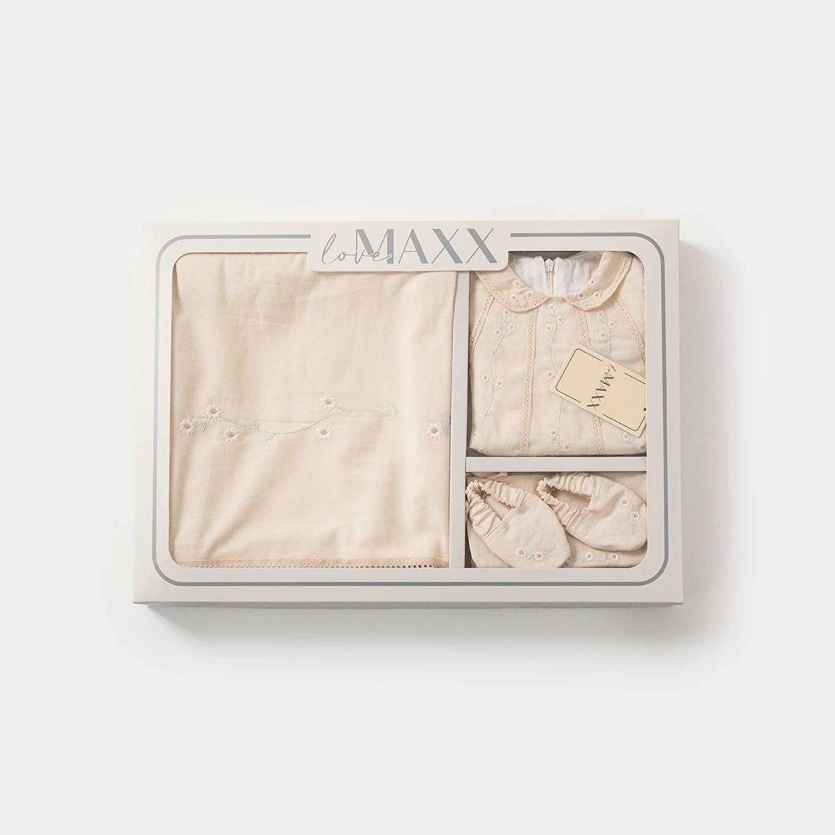 LOVEMAXX KIZ 0-3 AY PAPATYA NAKIŞLI KUTULU 6LI SET