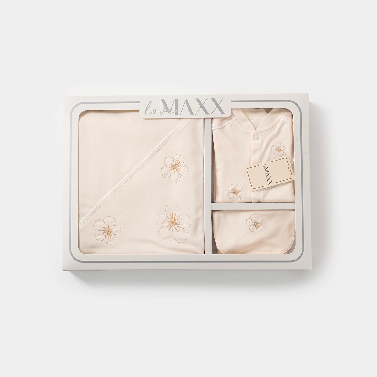 LOVEMAXX KIZ 0-3 AY ÇİÇEK NAKIŞLI KUTULU 5Lİ SET