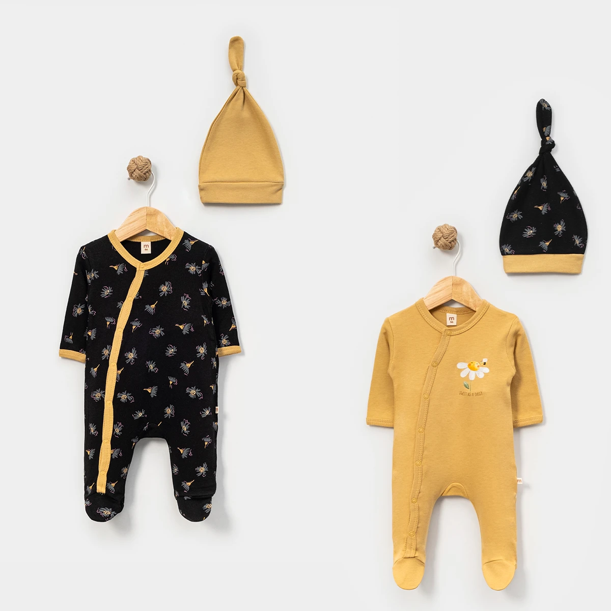 MİNİSSE UNISEX 3-6 AY GONCA BASKILI 2Lİ TULUM