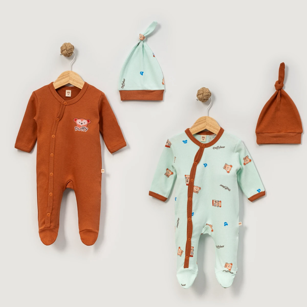 MİNİSSE UNISEX 3-6 AY KÜÇÜK AYI BASKILI 2Lİ TULUM