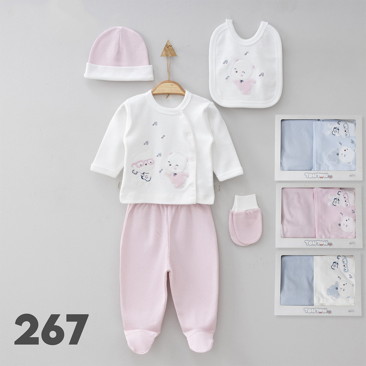 TONTON BEBE UNISEX 0-3 AY MÜSİZYEN AYICIK 5Lİ SET