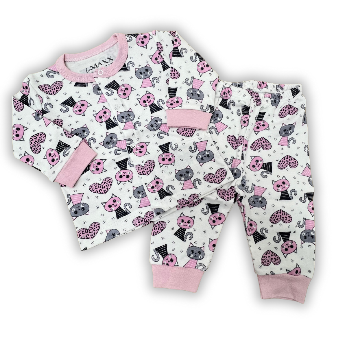 LOVEMAXX KIZ 3-6-9 AY KALPLİ KEDİLİ PİJAMA TAKIMI