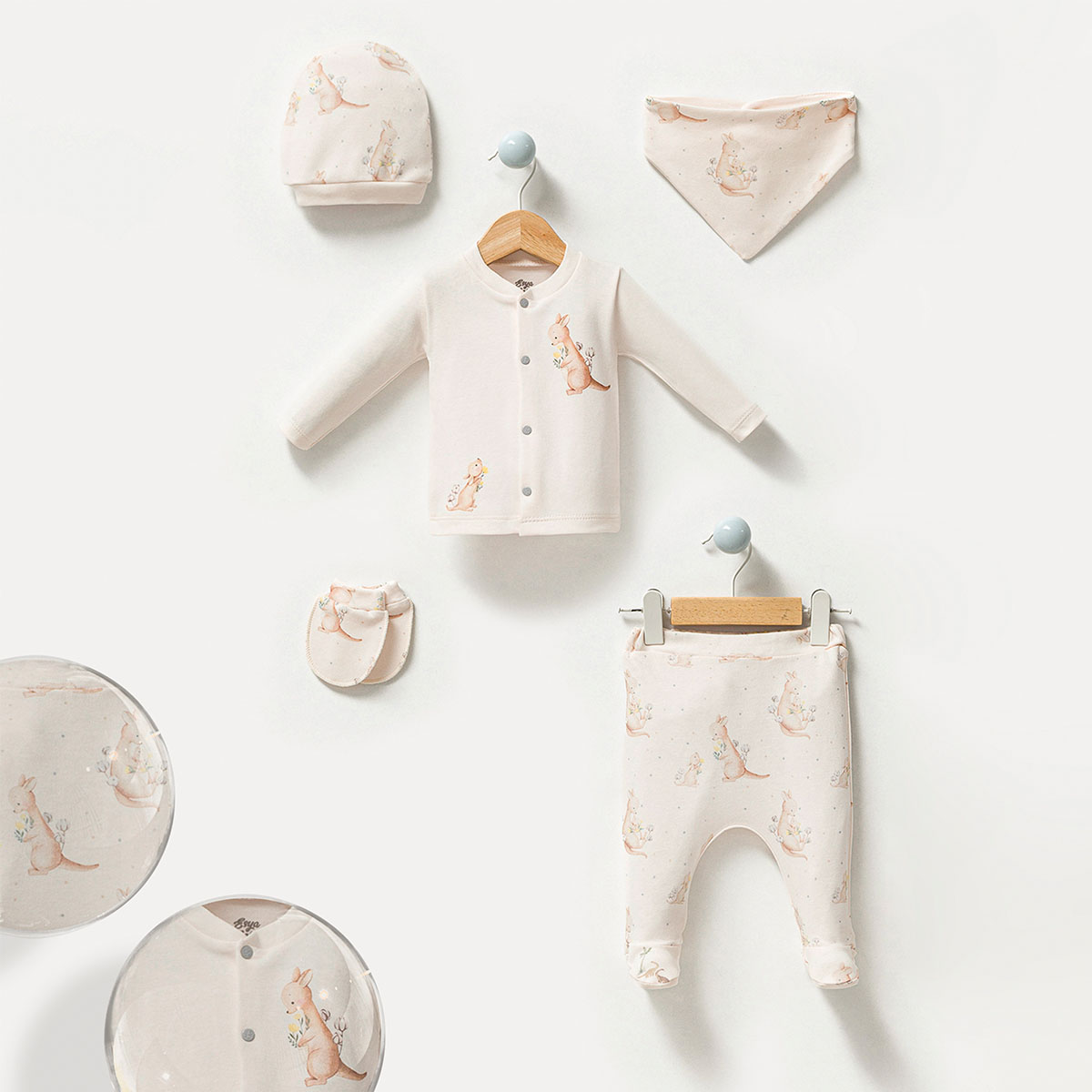 ESYA BABY UNISEX 0-3 AY KANGURU DESEN 5Lİ SET