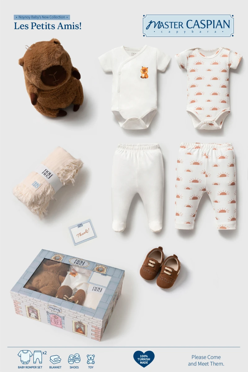 NOYNOY UNISEX 0-6 AY KAPİBARA OYUNCAKLI 7 PARÇA SET