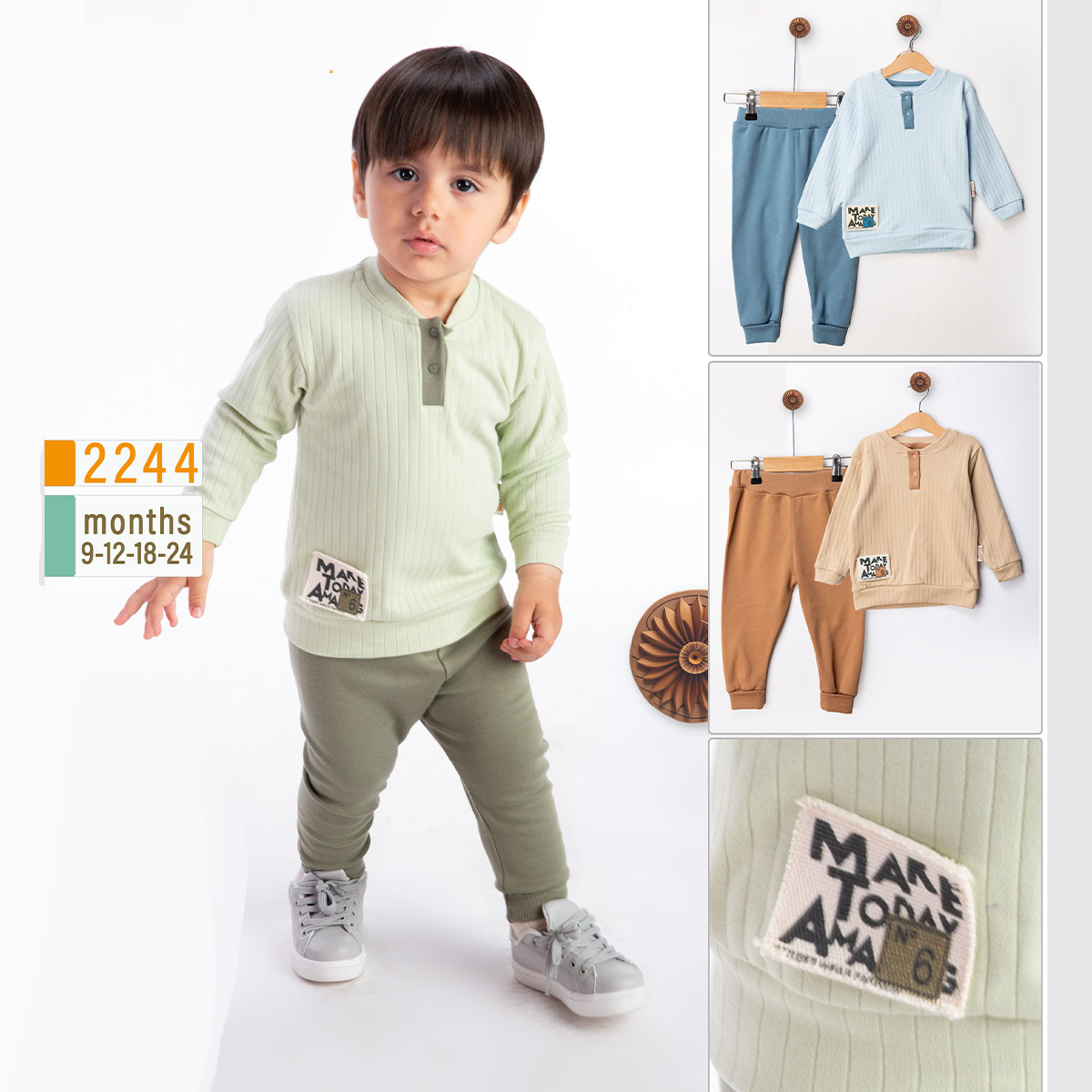 BEYAZ BEBEK ERKEK 9-12-18-24 AY ARMALI PATLI TAKIM