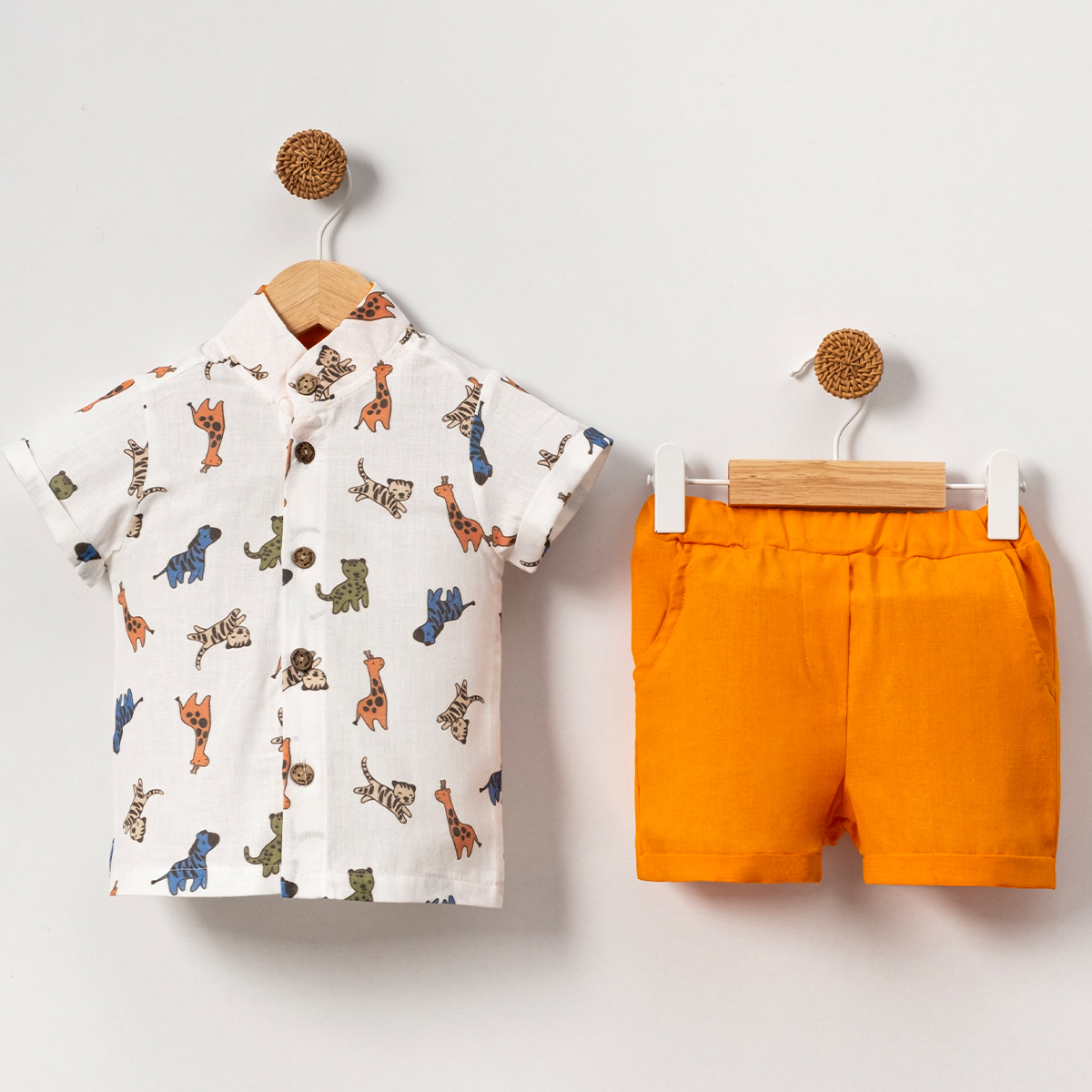 POPSHOPS ERKEK 6-9-12-18 AY ANIMALS MÜSLİN TAKIM