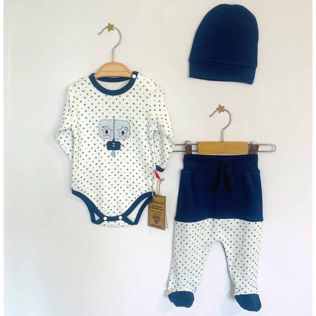 ROBOT İŞLEMELİ BODYLİ 3LÜ TAKIM