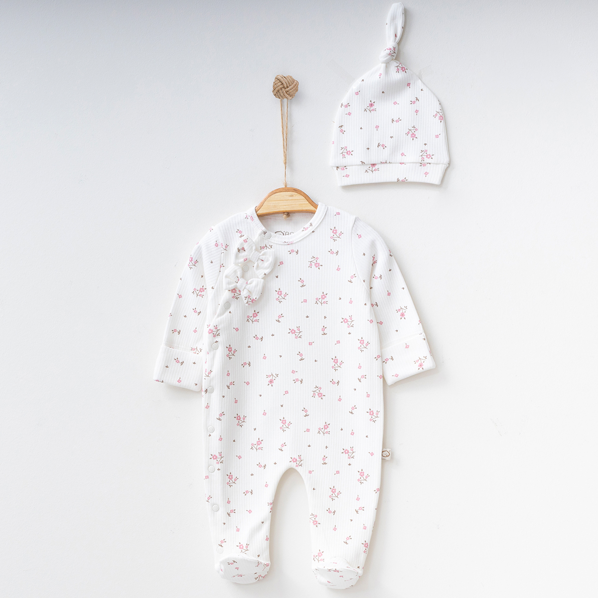 OBABY KIZ 0/3-0/3-3/6 AY ÇİÇEK BASKILI TULUM