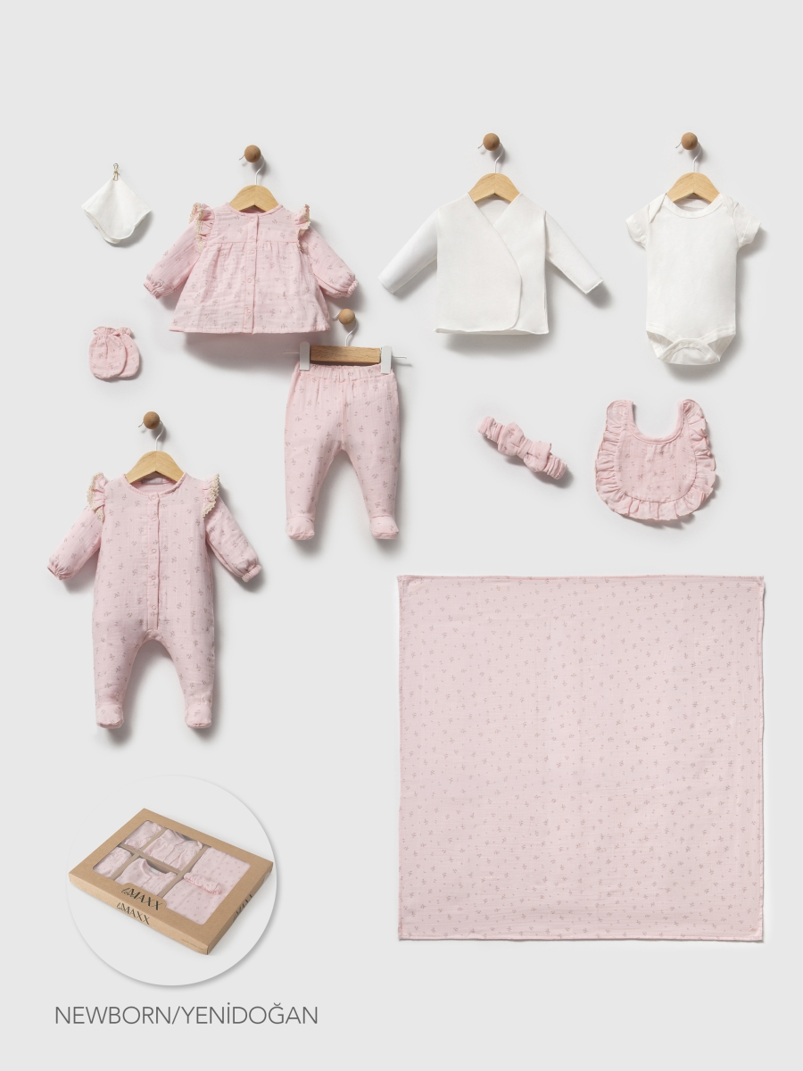 LOVEMAXX KIZ 0-3 AY ÇİÇEKLİ MÜSLİN 10LU SET