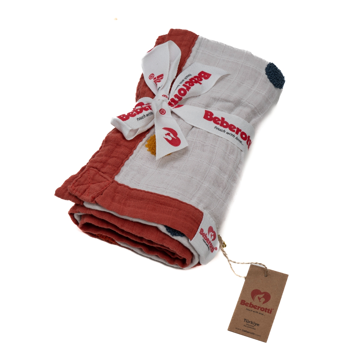 BEBEROTTİ 95*80 CM NAKIŞLI 4 KAT MÜSLİN BATTANİYE