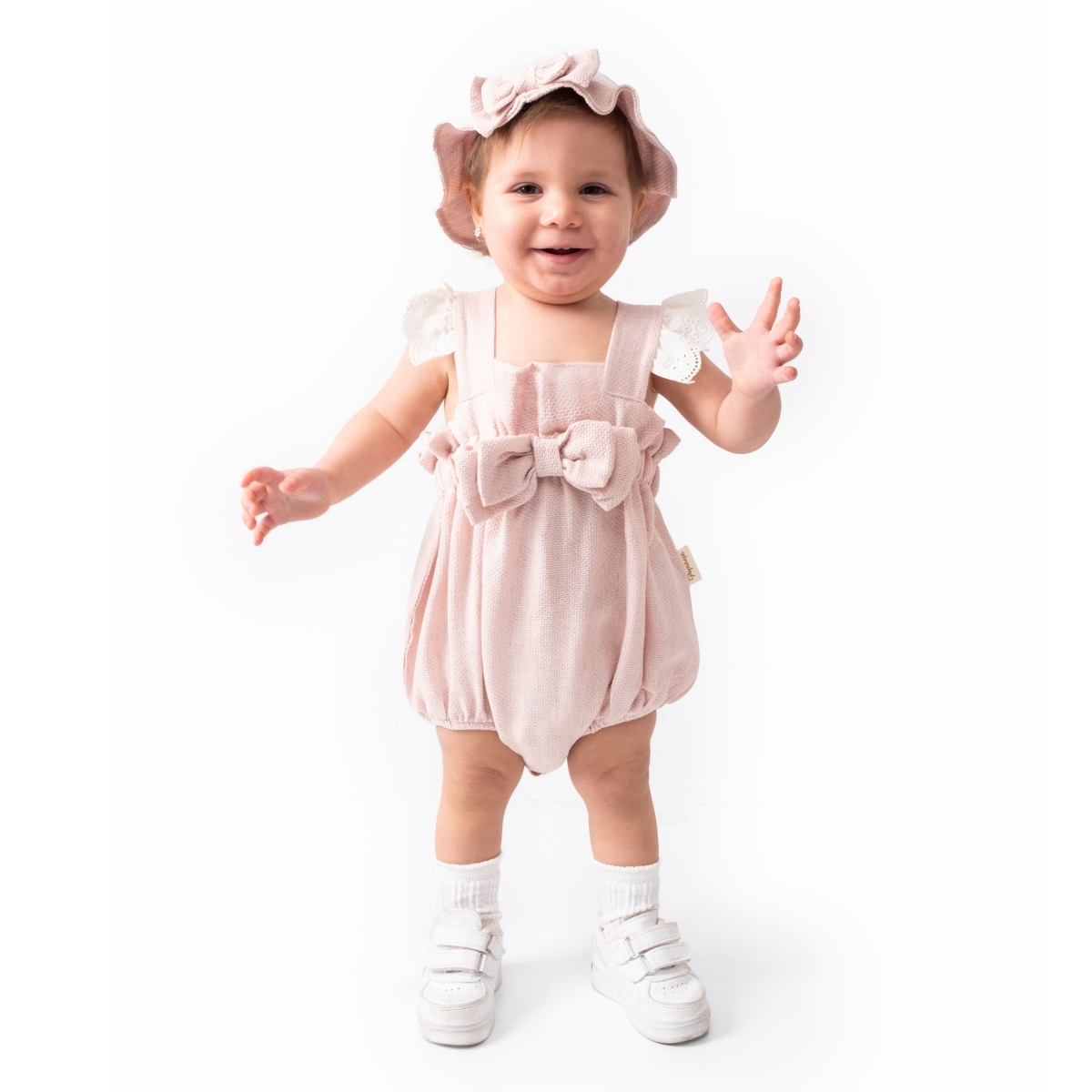 POPSHOPS KIZ 6-9-12-18 AY DANTELLİ ŞAPKALI ROMPER