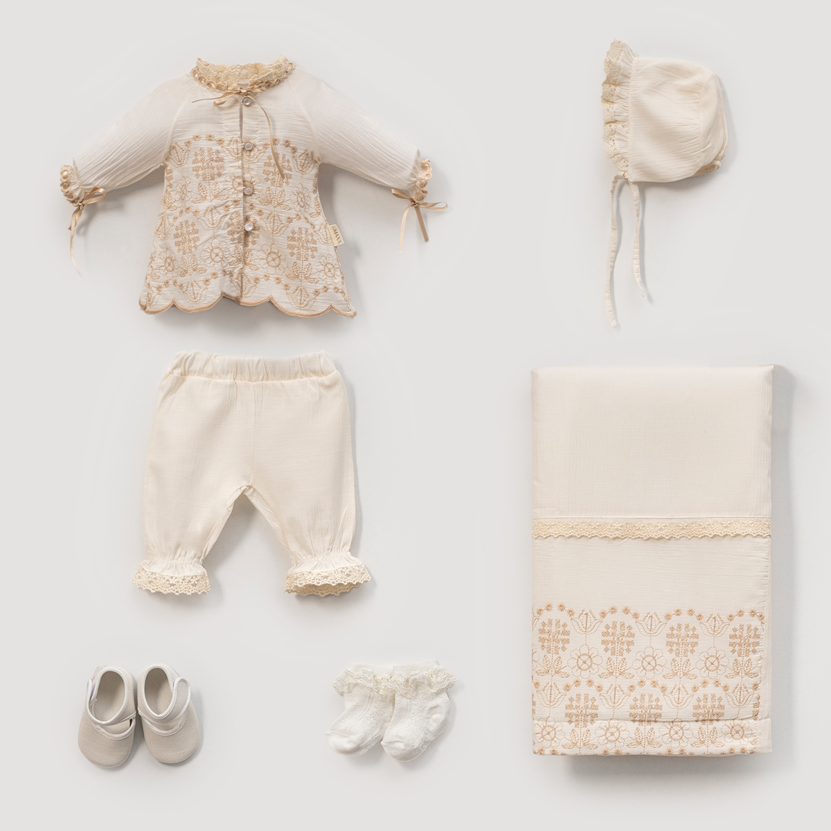 LOVEMAXX KIZ 0-3 AY DANTELLİ NAKIŞLI KUTULU 6LI SET