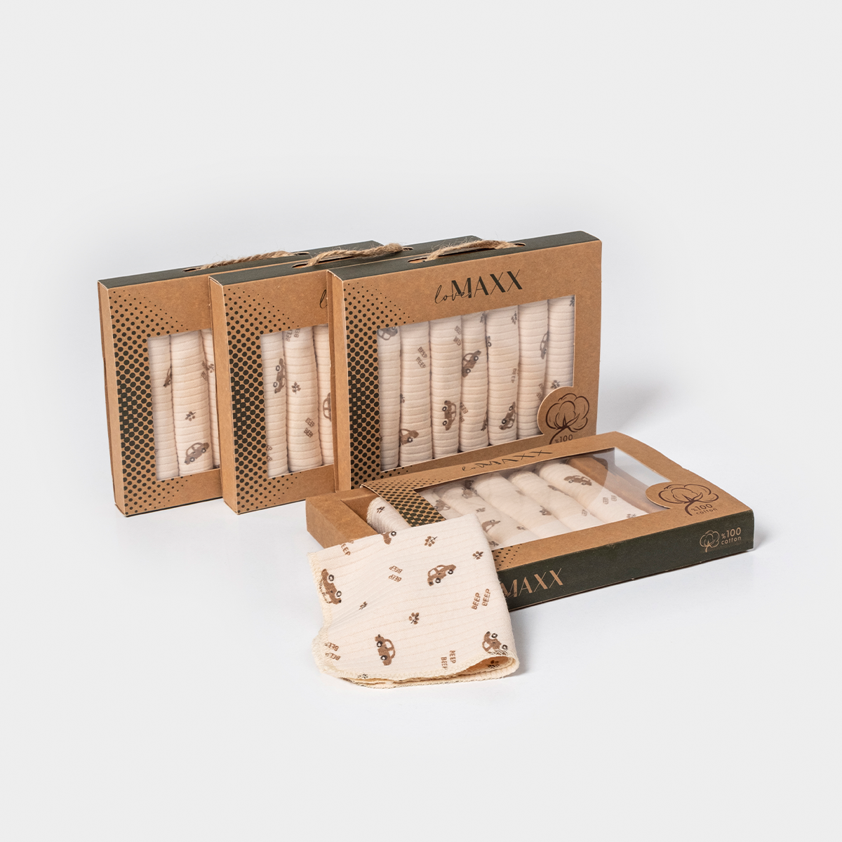 LOVEMAXX ERKEK 0-12 AY ARABALI 7Lİ MENDİL