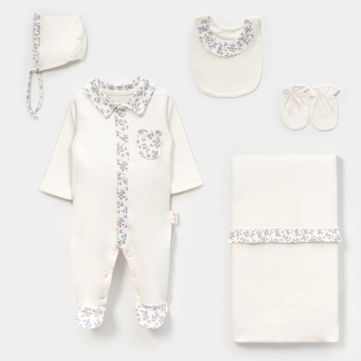 LOVEMAXX KIZ 0-3 AY ÇİÇEK BASKILI ASKILI 6LI SET