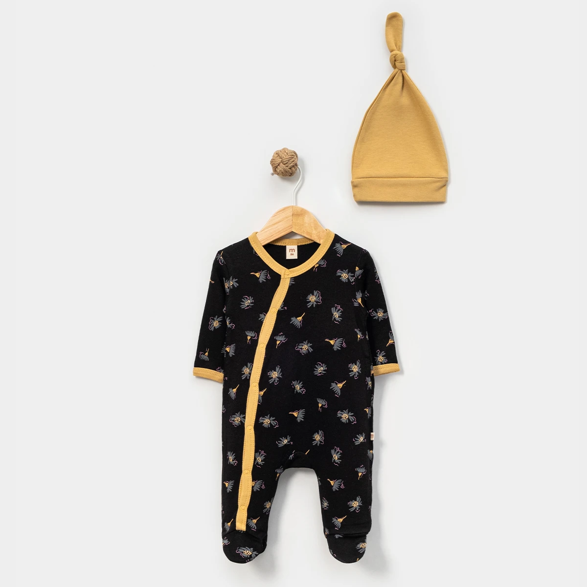MİNİSSE UNISEX 3-6 AY GONCA BASKILI 2Lİ TULUM