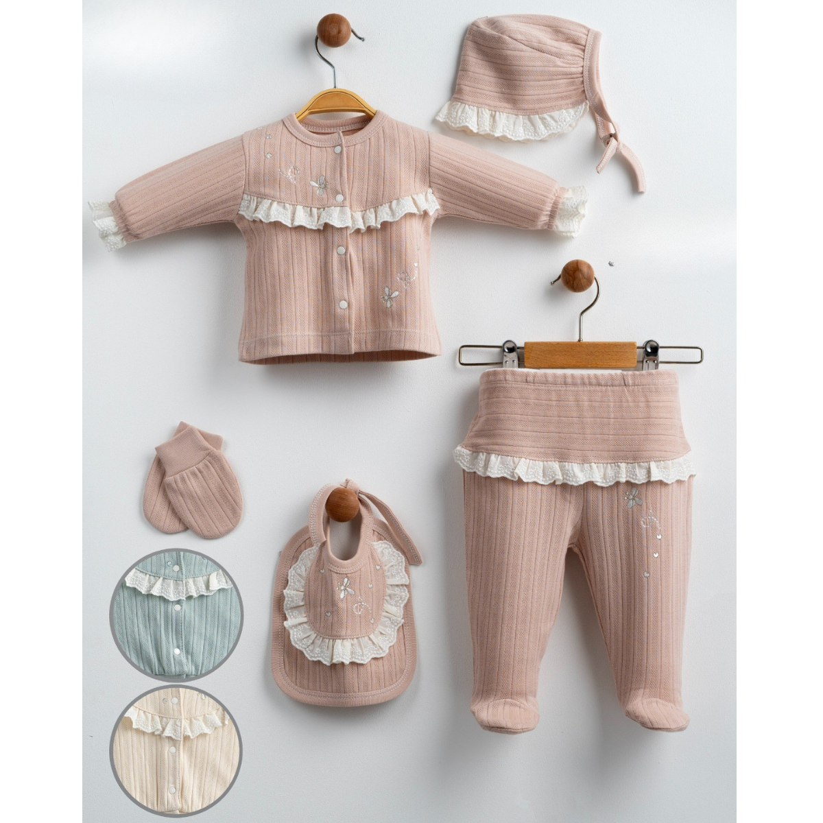 GAYE BEBE KIZ 0-3 AY ARILI KALPLİ 5Lİ SET