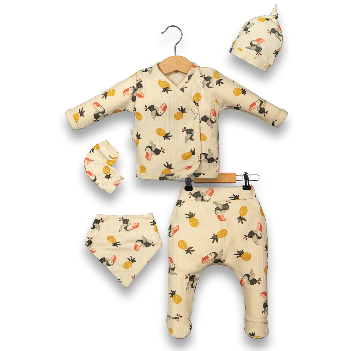 BEYAZ BEBEK KIZ 0-3 AY PINEAPPLE RAPORLU 5Lİ SET