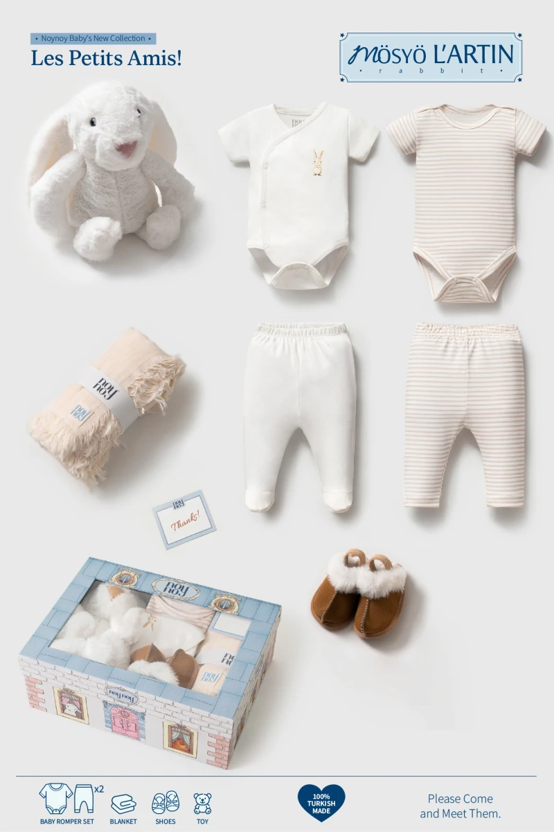 NOYNOY UNISEX 0-6 AY TAVŞAN OYUNCAKLI 7 PARÇA SET