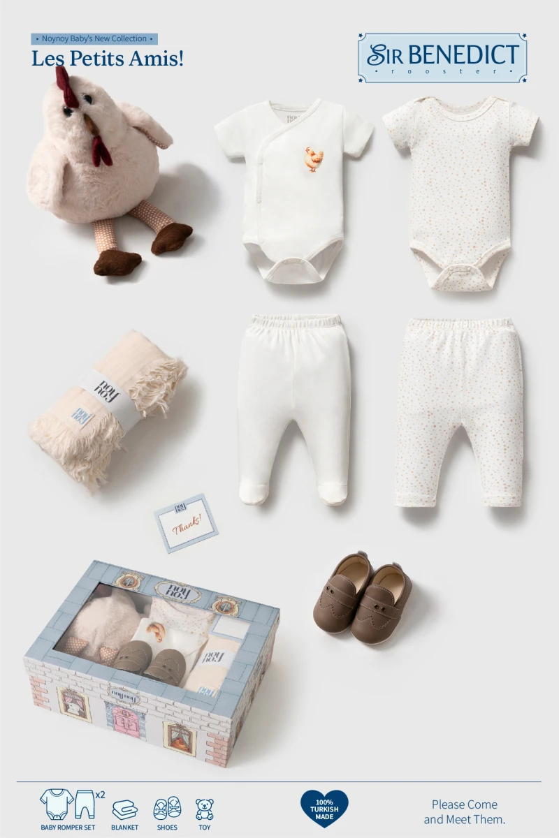 NOYNOY UNISEX 0-6 AY HOROZ OYUNCAKLI 7 PARÇA SET