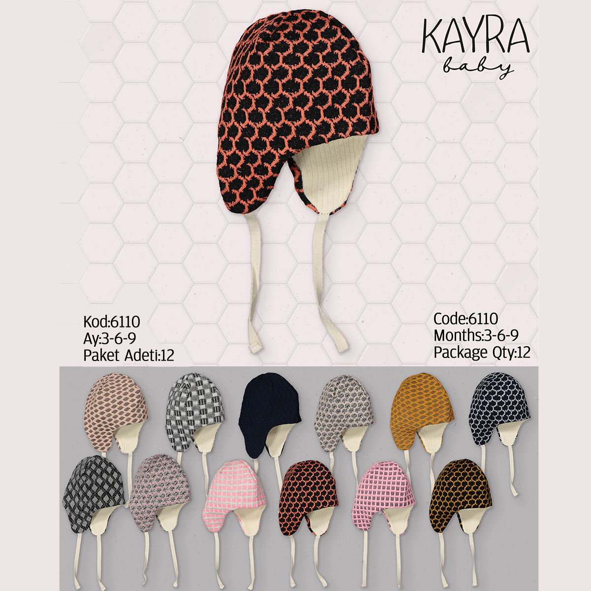 KAYRA BABY UNISEX 3-6-9 AY TRİKO ŞAPKA 12Lİ