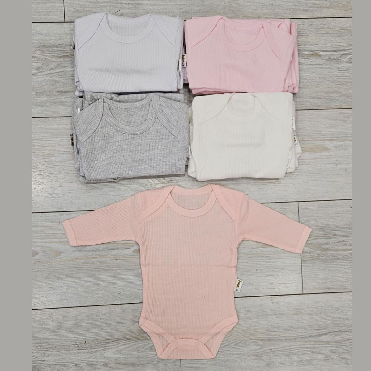MİNİ OKYANUS UNISEX 3-6-9-12 AY WAFFLE U.KOL BODY