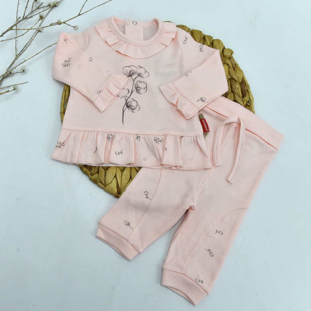 COCOPOCO KIZ 3-6-9-12 AY PAMUK DESEN RAPORLU TAKIM