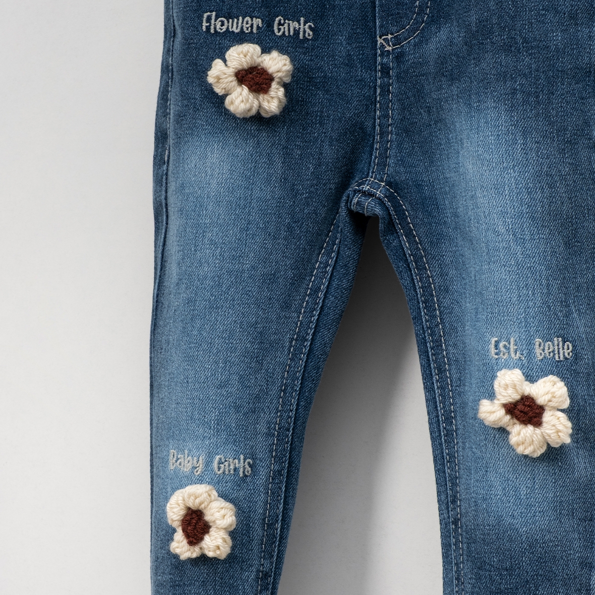 LOVEMAXX KIZ 1-2-3-4 YAŞ FLOWER GIRL KOT PANTOLON