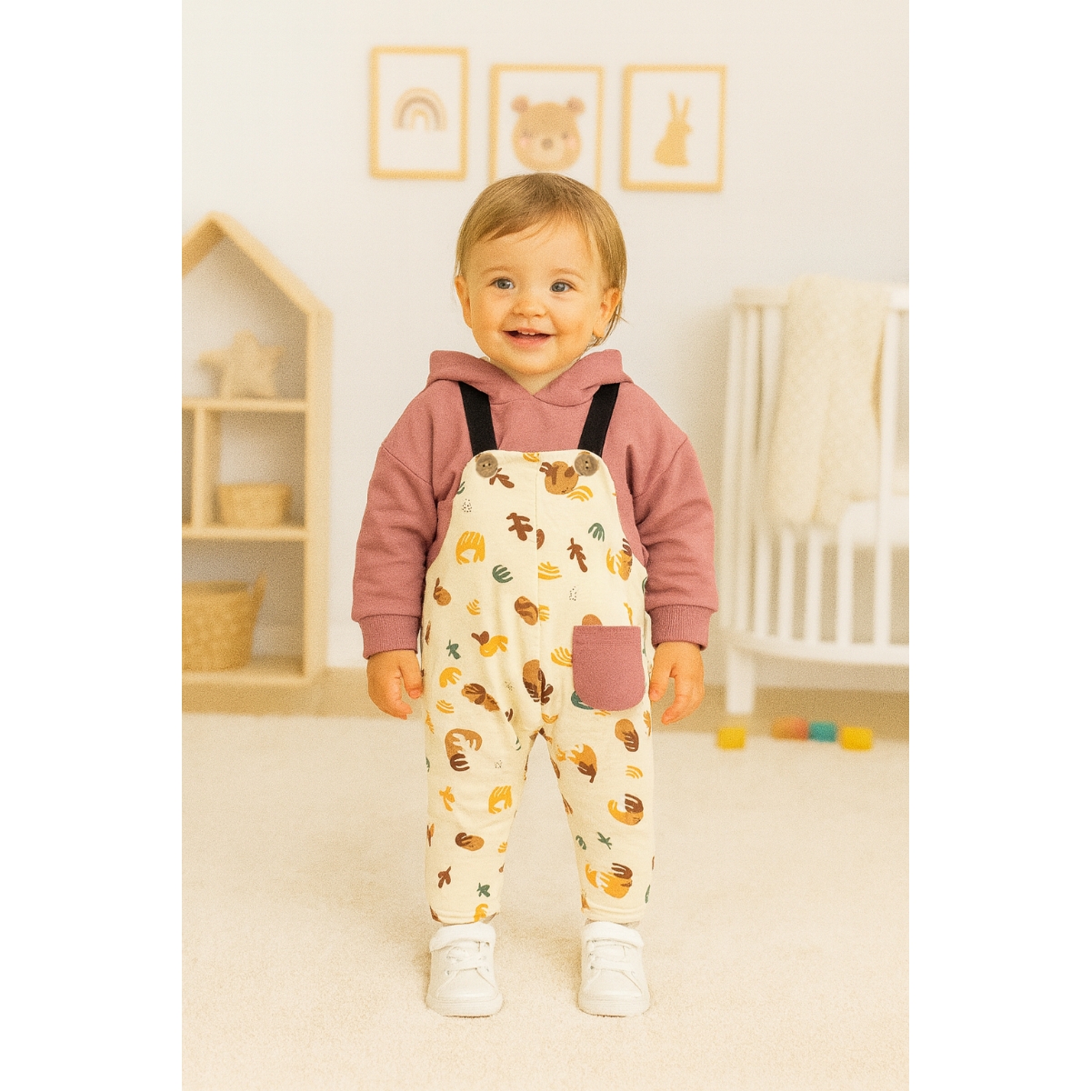 VOVİDO UNISEX 9-24 AY KAPÜŞONLU SALOPETLİ TAKIM