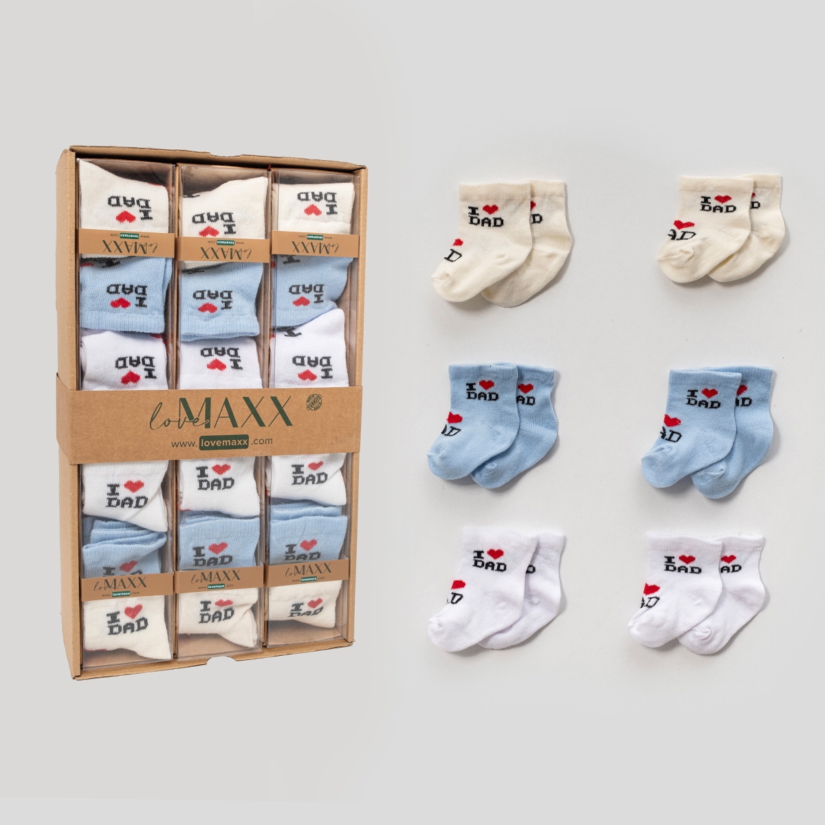 LOVEMAXX ERKEK 0/3-3/6 AY MOM DAD 6LI ÇORAP 12Lİ