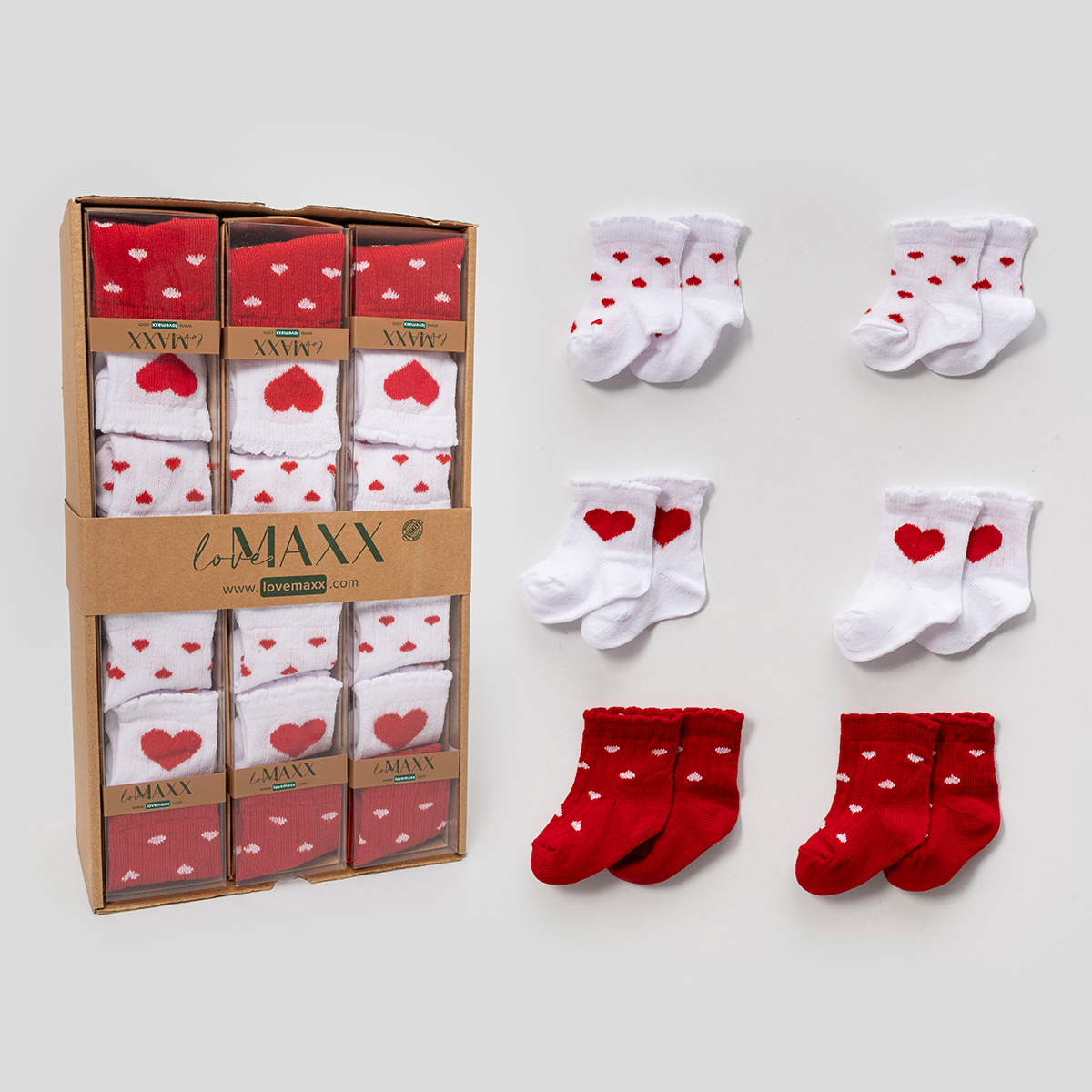 LOVEMAXX KIZ 0/3-3/6 AY KALPLİ 6LI ÇORAP 12Lİ BOX