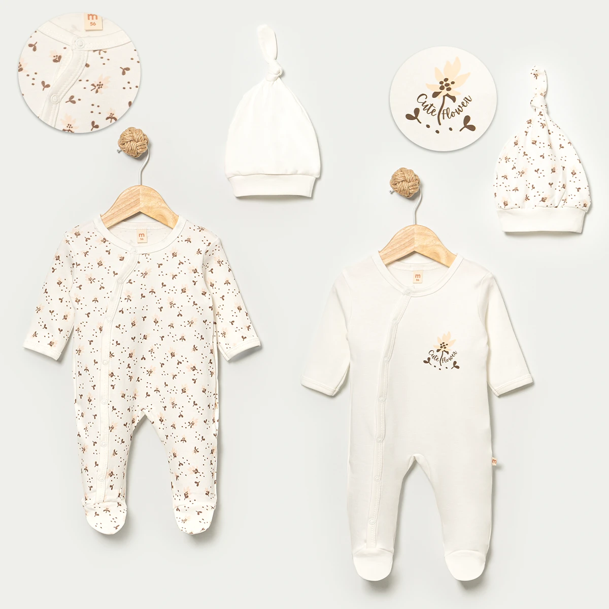 MİNİSSE KIZ 0/3-3/6 AY CUTE FLOWER 2Lİ TULUM