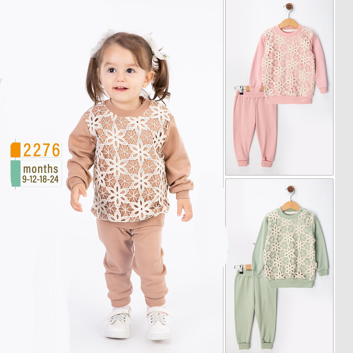 BEYAZ BEBEK KIZ 9-12-18-24 AY DANTELLİ TAKIM