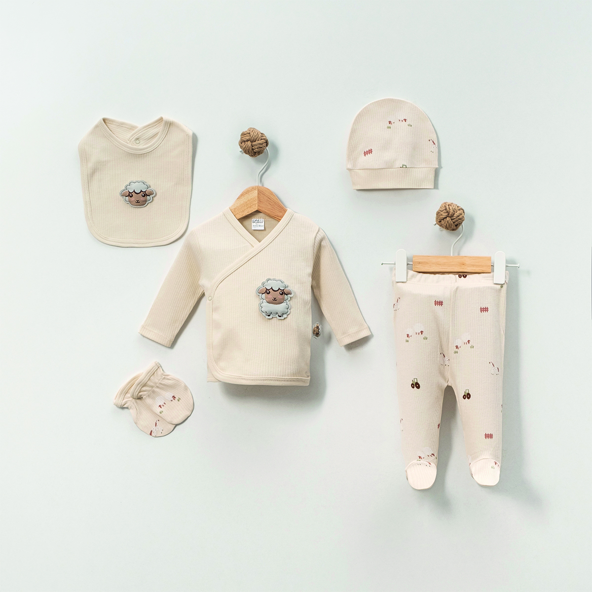 MİNİ OKYANUS UNISEX 0-3 AY KUZU ARMALI 5Lİ SET