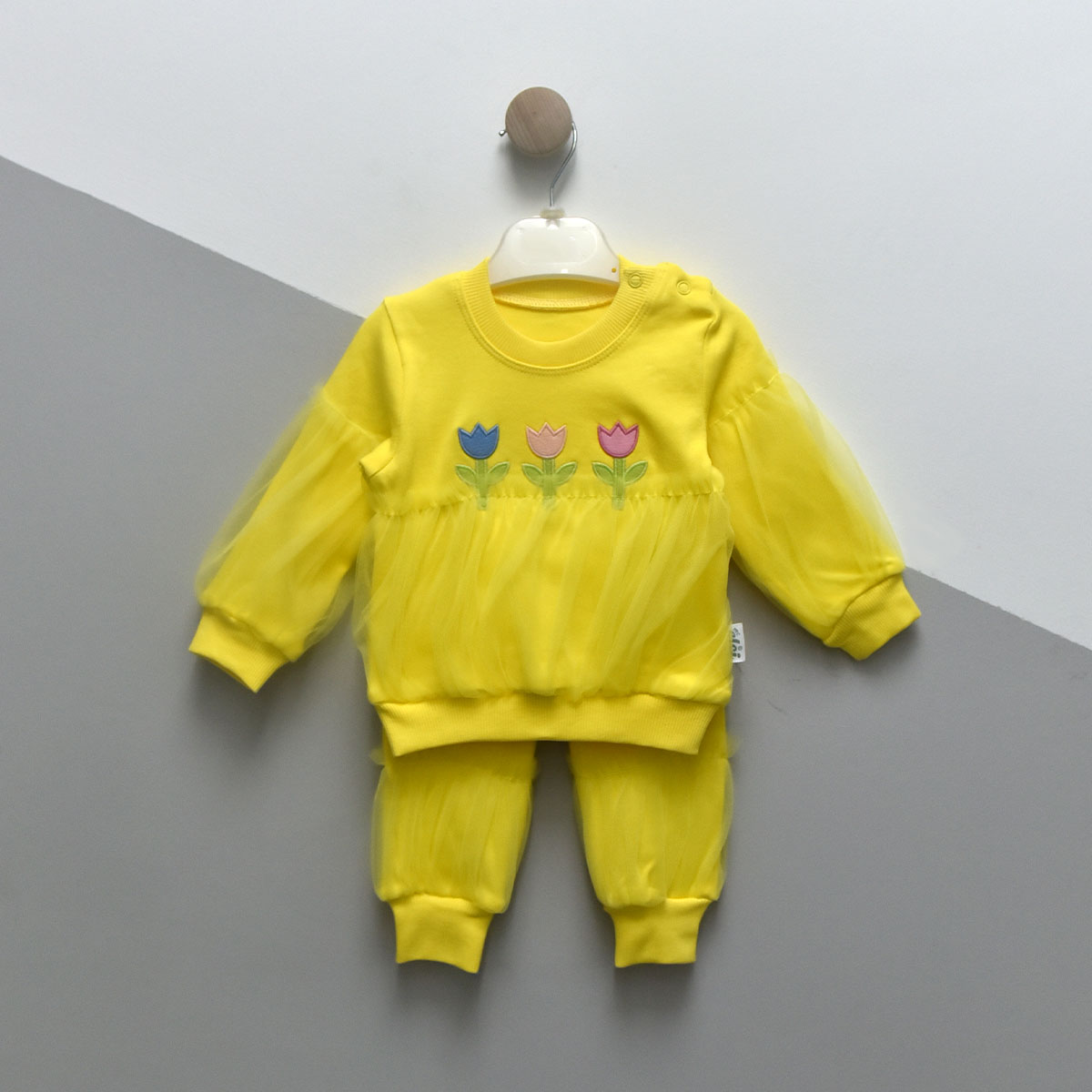 MC ELCİ KIZ 3-6-9 AY LALE NAKIŞ TÜLLÜ 2Lİ TAKIM