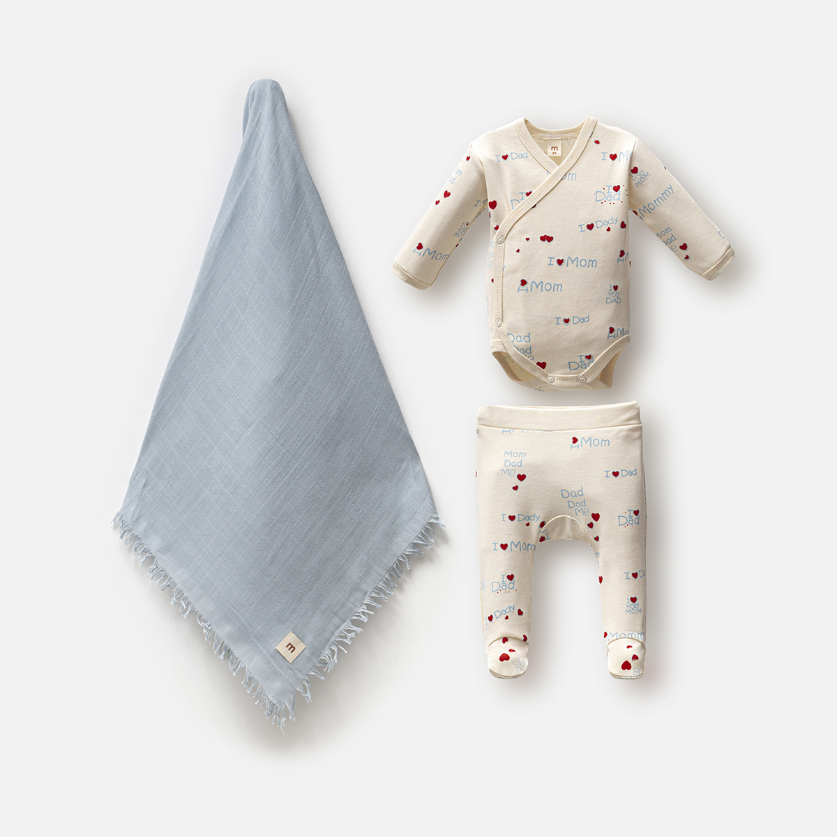 MİNİSSE UNISEX 3-6 AY MOM DAD BATTANİYELİ TAKIM