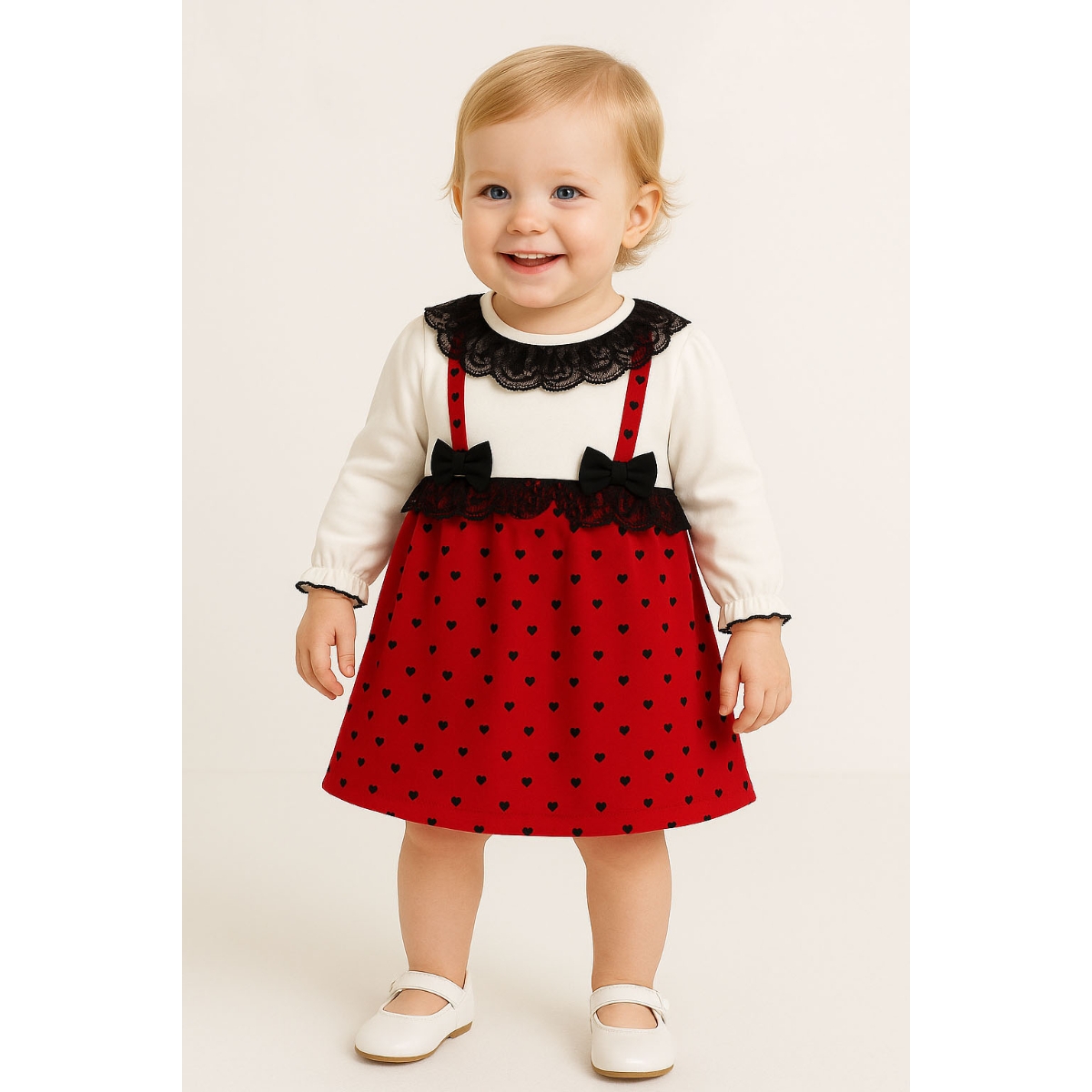 ÇAKAR BEBE KIZ 6-9-12-18 AY SİYAH DANTELLİ ELBİSE