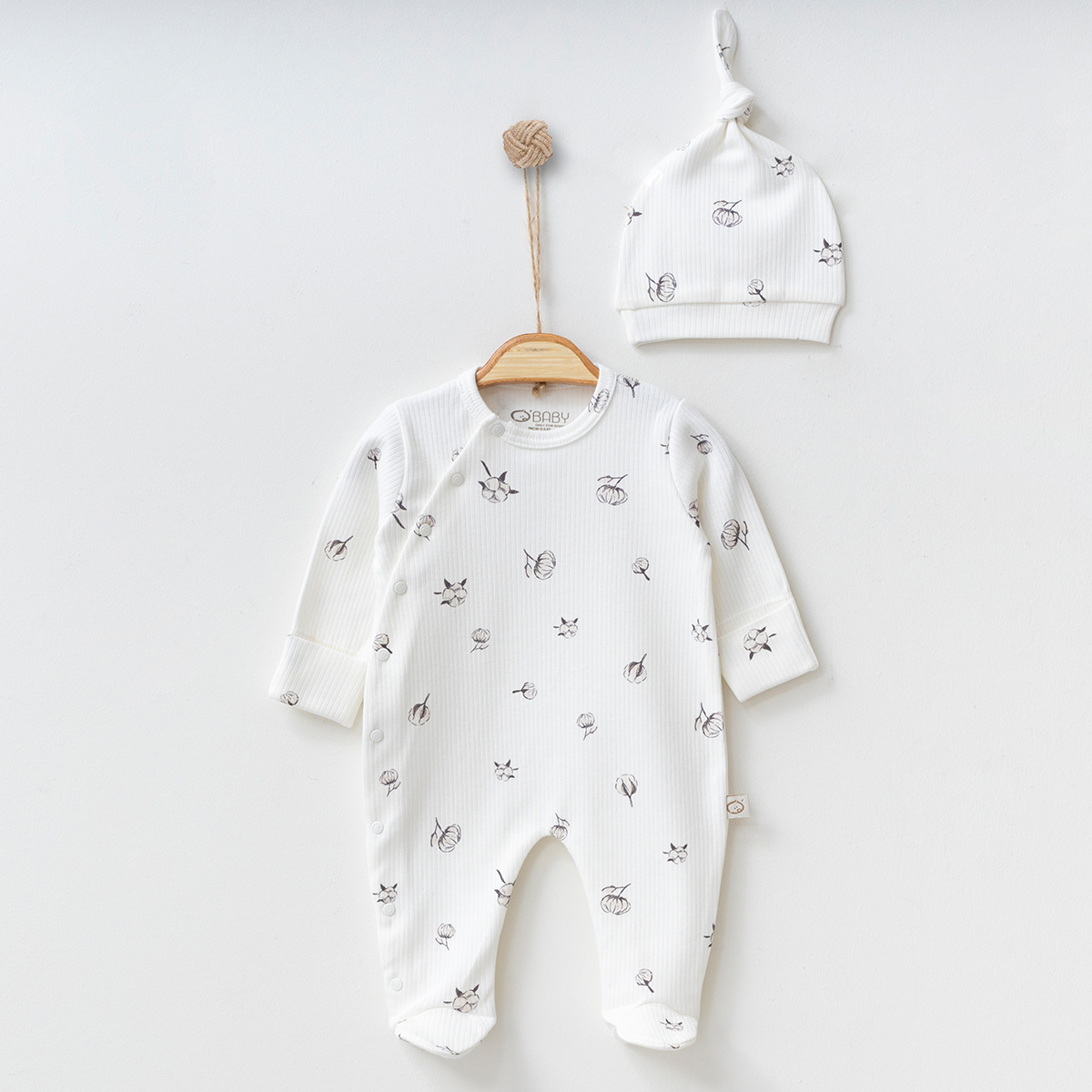 OBABY UNISEX 0/3-0/3-3/6 AY PAMUK BASKILI TULUM