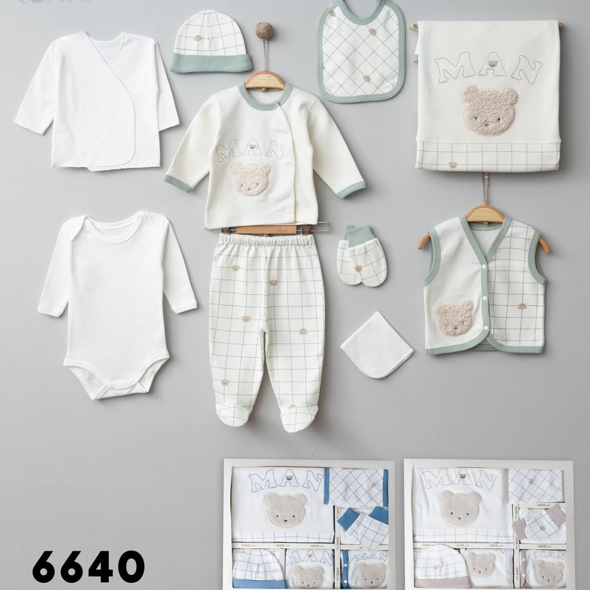 GAYE BEBE ERKEK 0-3 AY MAN AYICIK NAKIŞLI 10LU SET