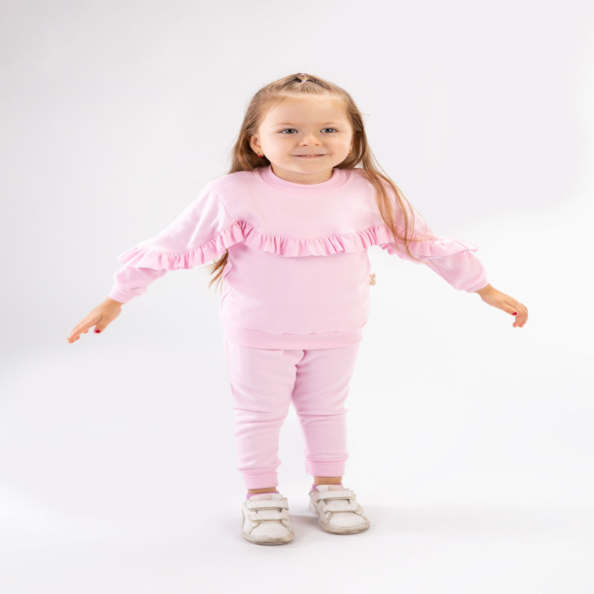 BEYAZ BEBEK KIZ 9-12-18-24 AY FIRFIR DETAYLI TAKIM