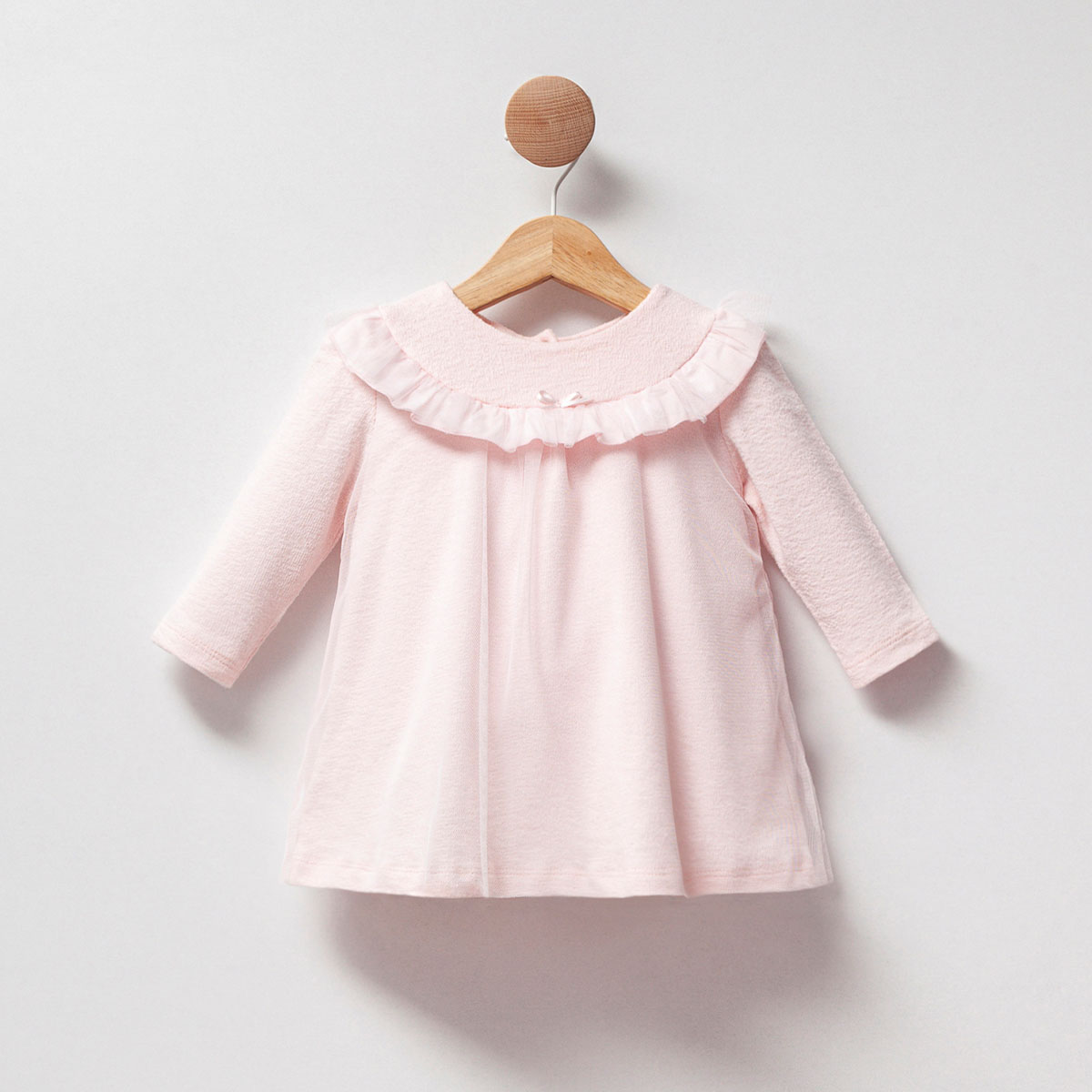 CASSİOPE KIZ 6-9-12 AY OVAL YAKA TÜLLÜ ELBİSE